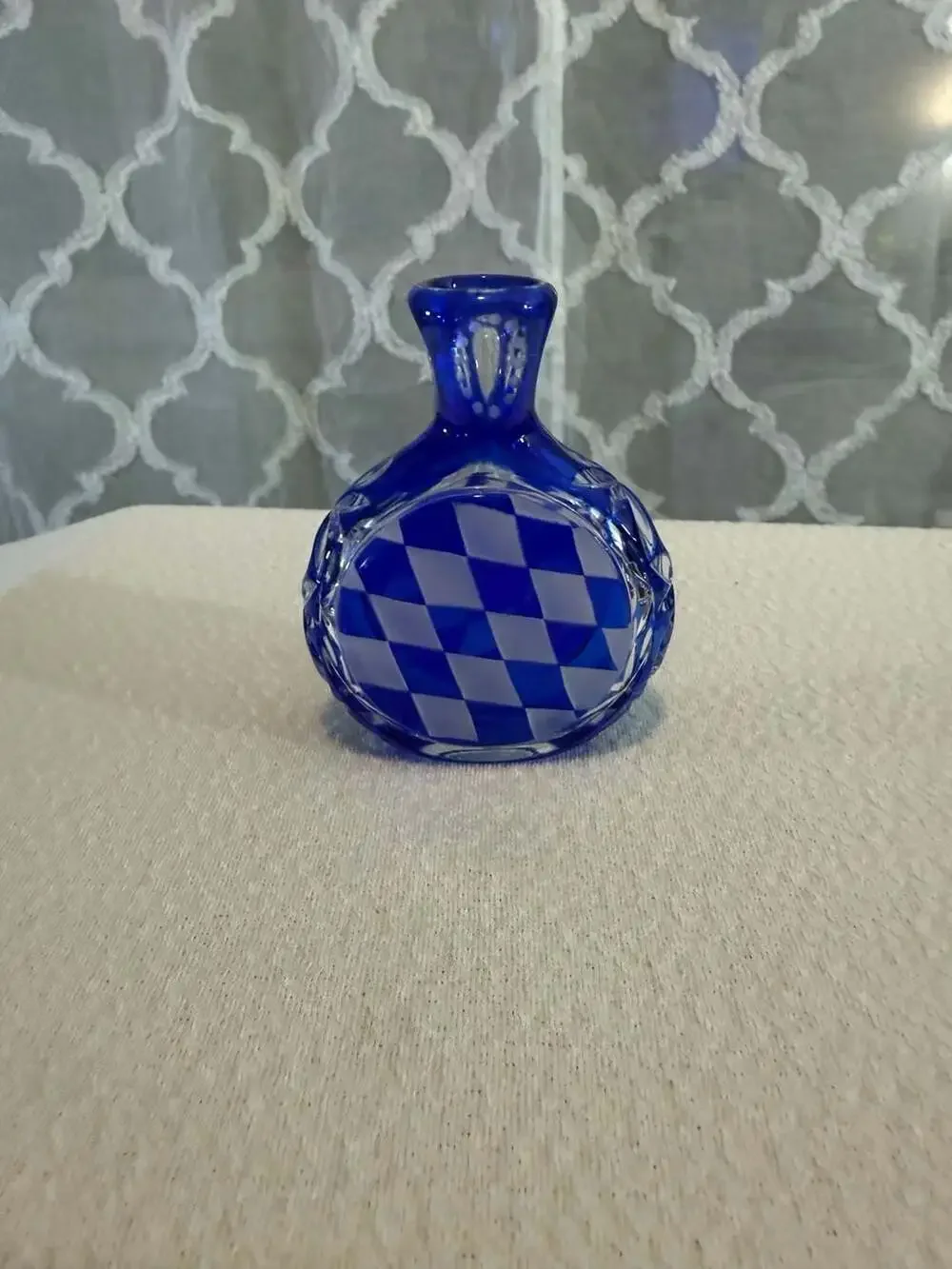 Bavarian Cobalt Blue Cut-to-Clear Small Crystal Bottle